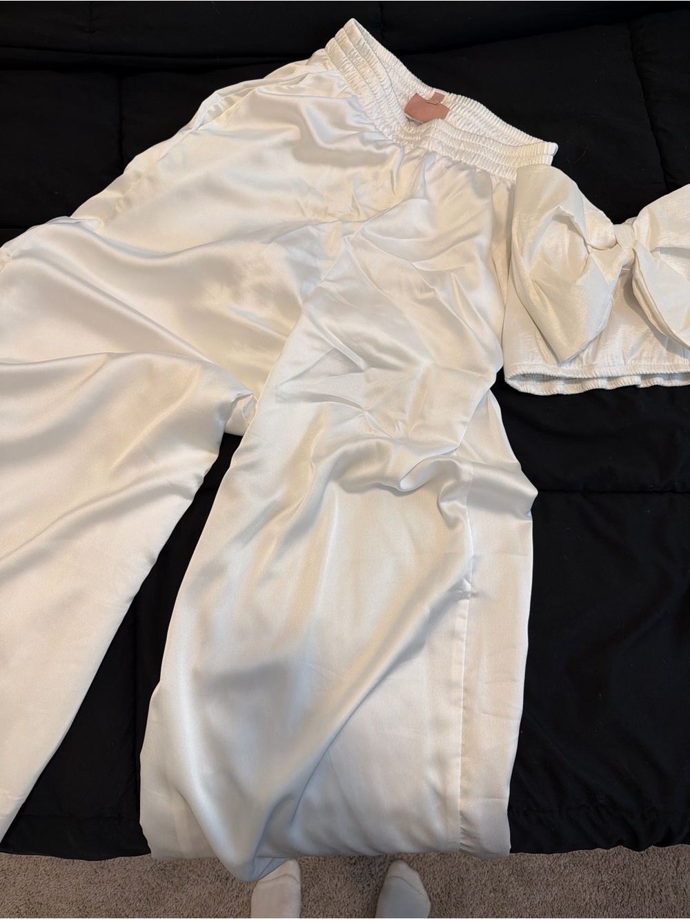Show Me Your MuMu Satin Wide-Leg Pants in White